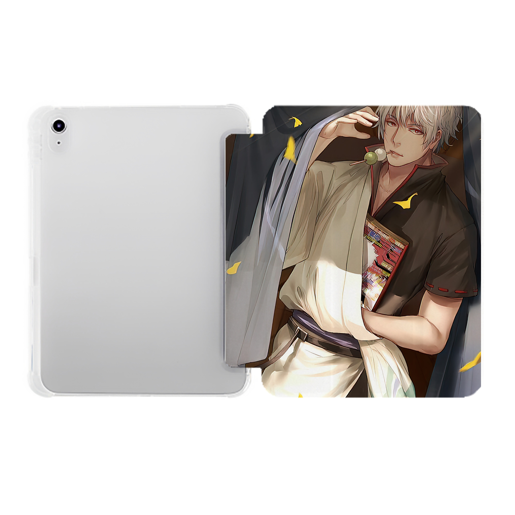 （画像用） ぎんたま 坂田銀時（さかたぎんとき） 神楽 志村新八（しむら しんぱち） GINTAMA Sakata Gintoki Kagura Shimura Shinpachi IPad ケース ペン収納付き 三つ折りスタンド PUレザー×シリコン 対応機種9.5/10.5/10.9インチ